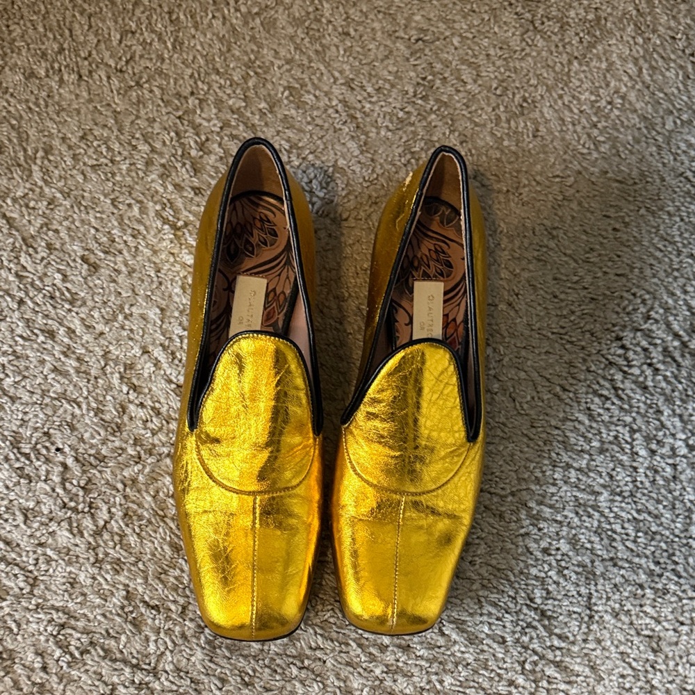 Shiny Gold Loafers